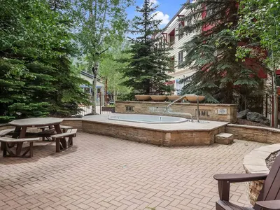 Outdoor hot tub in summer